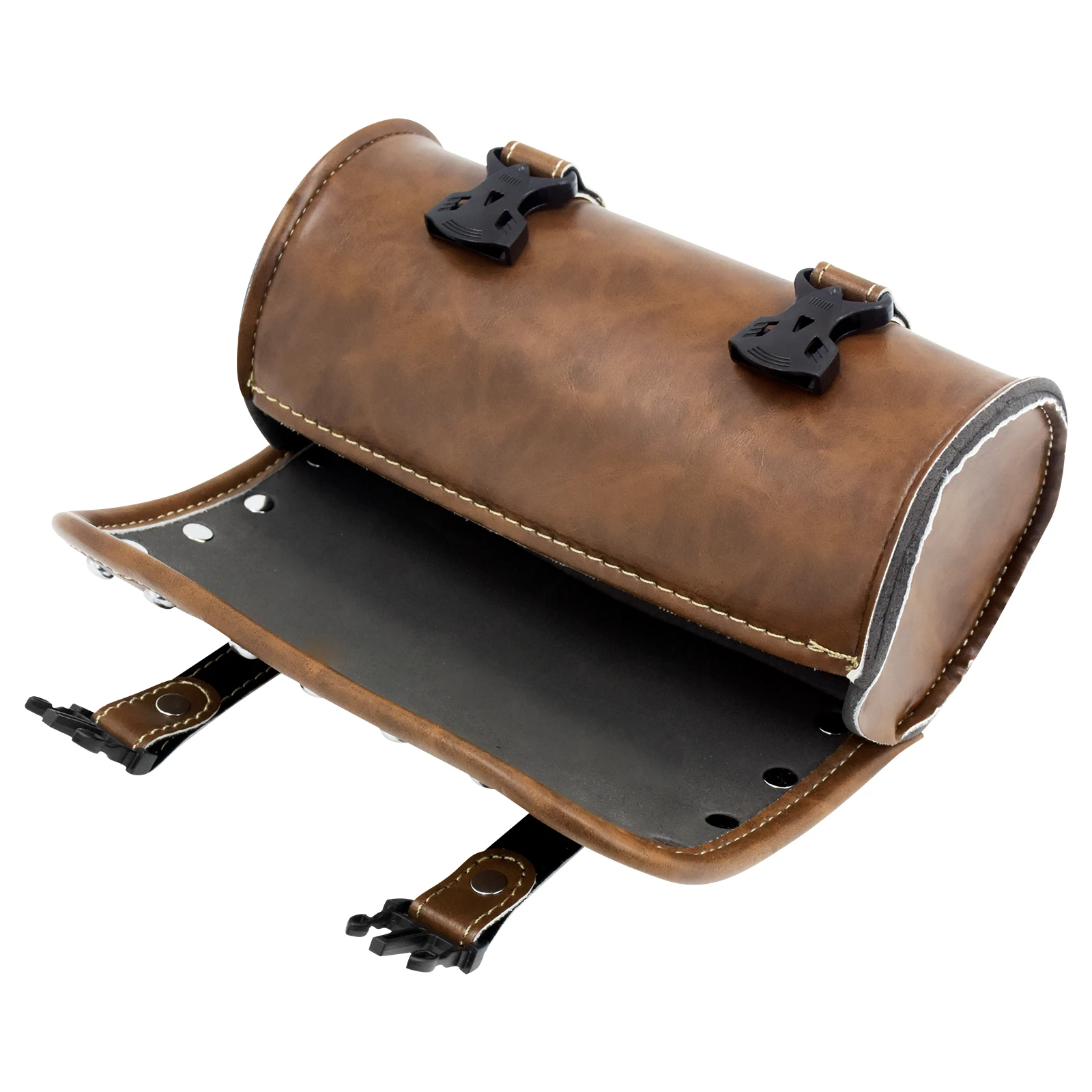 Motorcycle Fork Saddle Bags Leather Waterproof Tool Roll Barrel Bag Saddlebags Storage For Harley Sportster Touring Dyna Softail