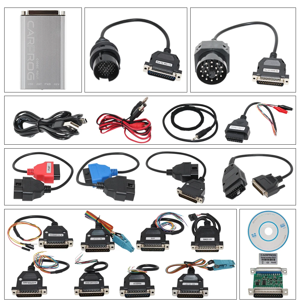 

High Quality Carprog ECU Chip Tunning Car Prog V10.93 Dashboard Scanner Immobilizer Programmer With 21 Items Adapters