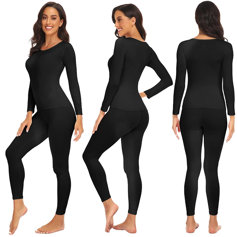 Thermal Underwear Suit for Women Long Johns Ultra-Soft Slim Base Layer Cold Weather Keep Warm Top Bottom Set of 2