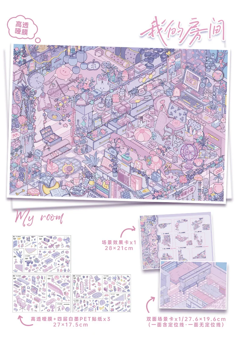 Kawaii Mein Zimmer 3D Meine Küche Landschafts-Aufkleber DIY Taschenhütten-Szene Festivalgeschenk – Detail 6