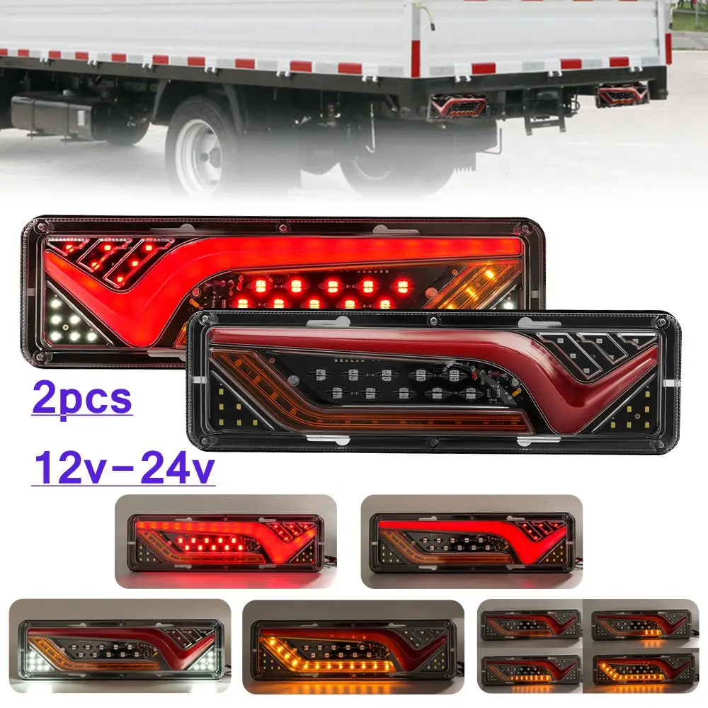 2 x Truck Trailer Taillights 12V 24V Tractor Light LED Rear Flashlight For Trailer Caravan Tail Light Running Turn Signal 30cm