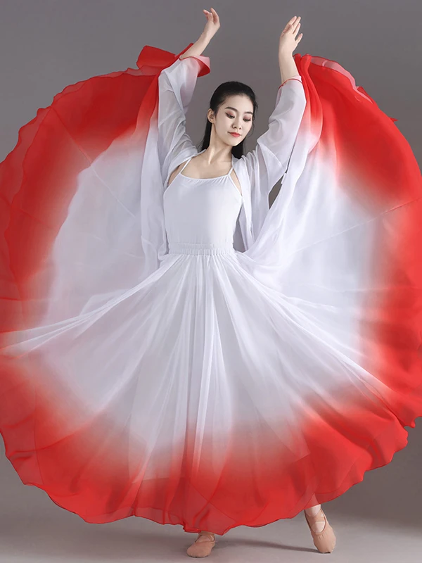 720 Degree Gradient Large Swinging Dance Skirt Classical Dance Skirt Chiffon Modern Dance Performance Costume Half-length Skirt