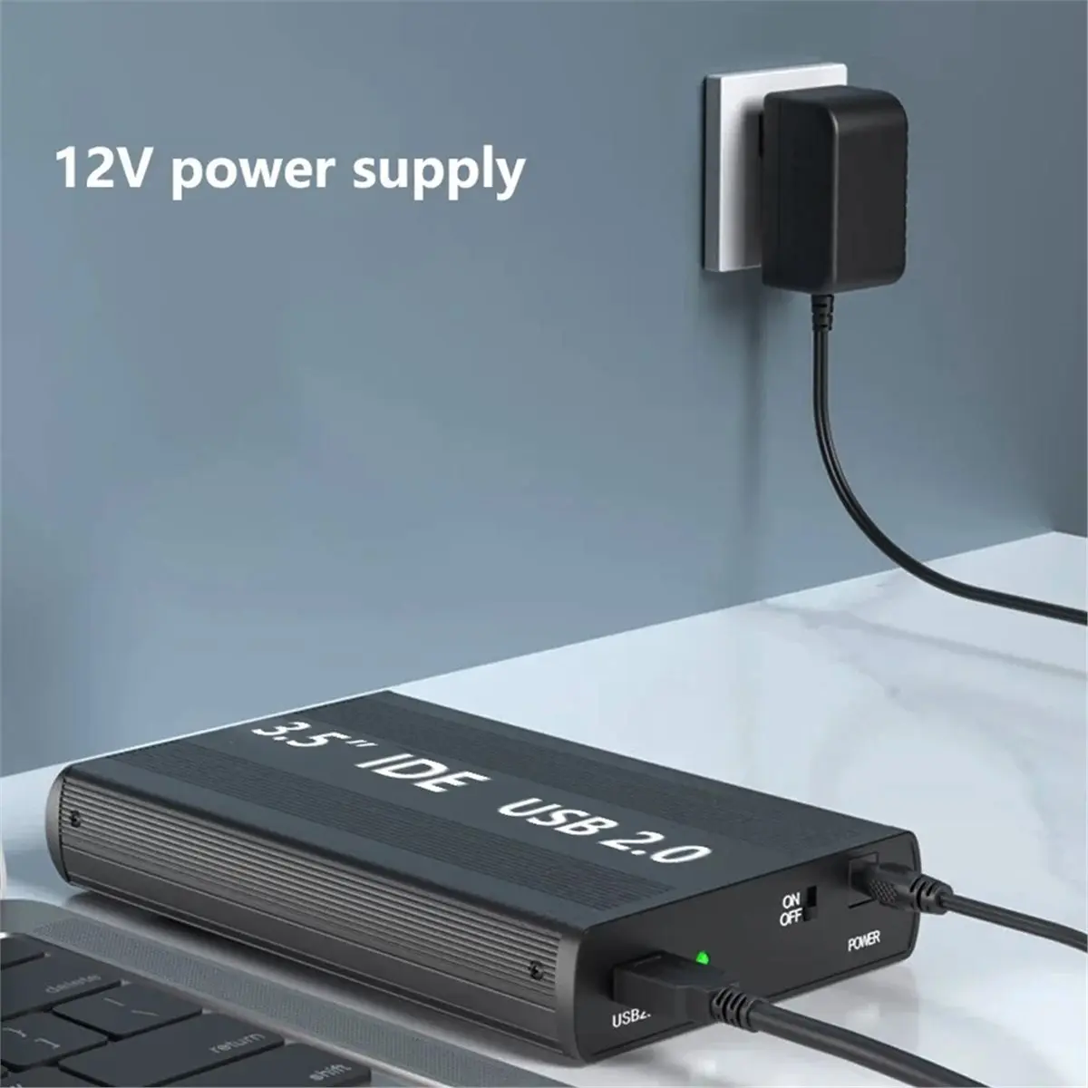 (DT37) IDE Enclosure Hard Disk for 3.5 Inch IDE HDD SSD USB to IDE HD External Hard Drive Box with Power Supply EU Plug