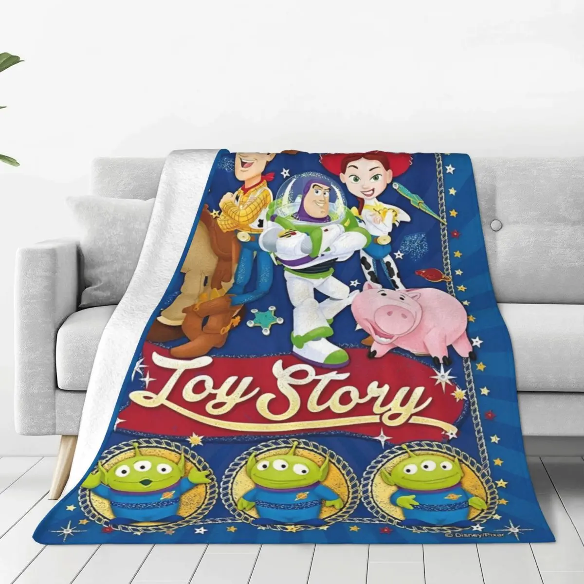 

Toy Story Cartoon Cute Flannel Blanket Woody Buzz Lightyear Novelty Throw Blankets for Home 200x150cm Bedspreads