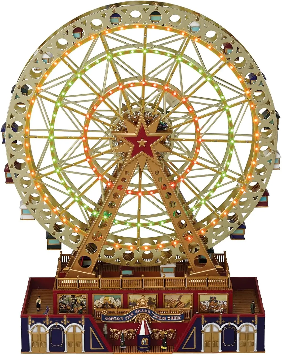 

World's Fair Grand Ferris Wheel Musical Animated Christmas Decoration with LED Lights and 50 Songs, 15 Inch Gold