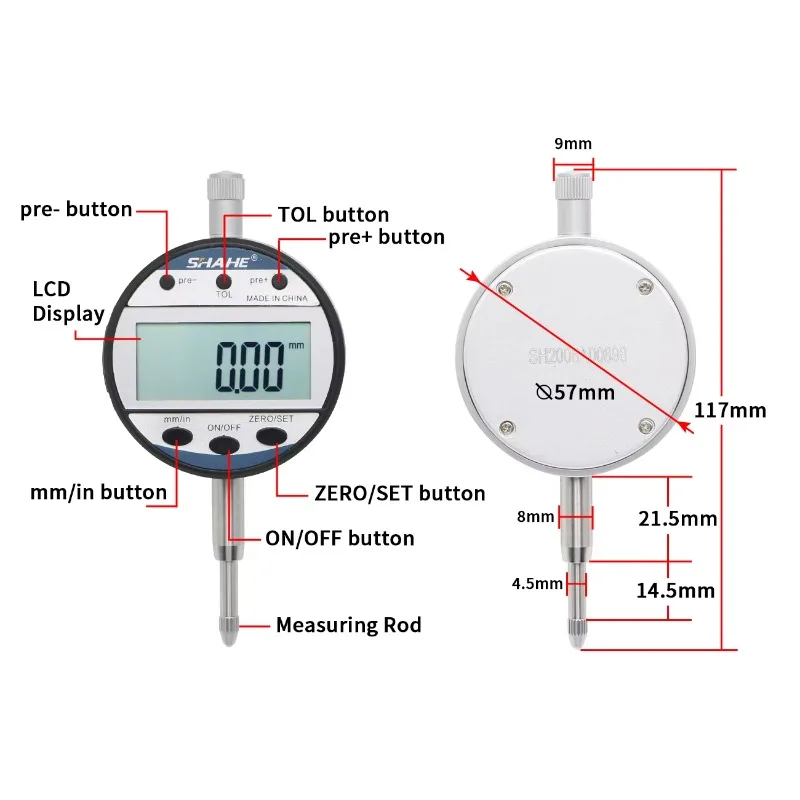 0-12.7/0-25.4 mm 0.01mm Digital Meter Indicating Instrument Indicating Tool Digital Divisor Measuring Instrument