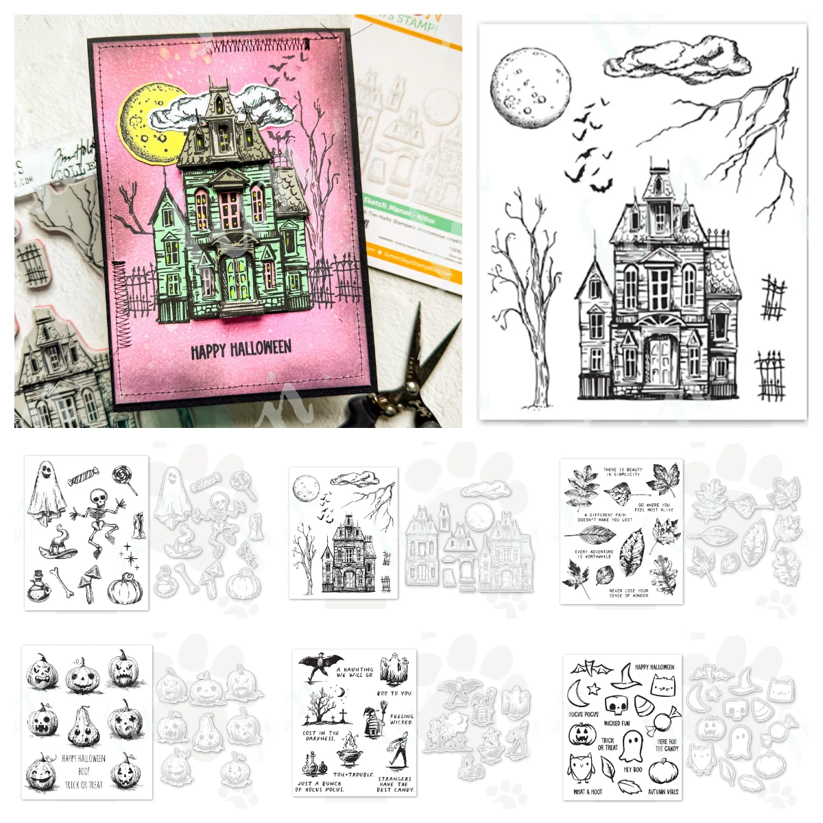 

Halloween Doodles Metal Cutting Dies for Scrapbooking New Ornate Trims Clear Stamps Embossing DIY Scrapbooking Paper Decoration