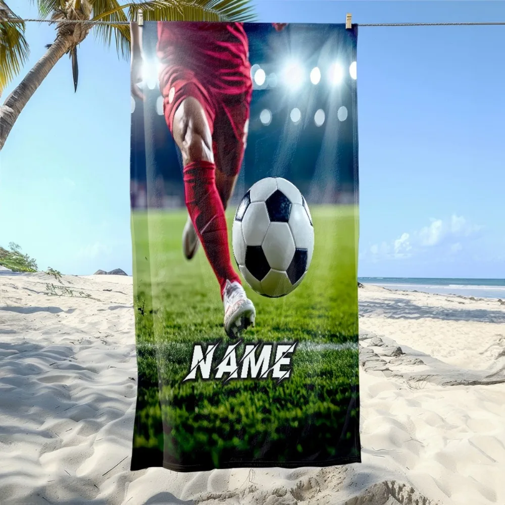 

1Pc 2D Flat Football Custom Photo Beach Towel, Soft Perfect for Beach, Parties, Travel, Camping, Artistic Design
