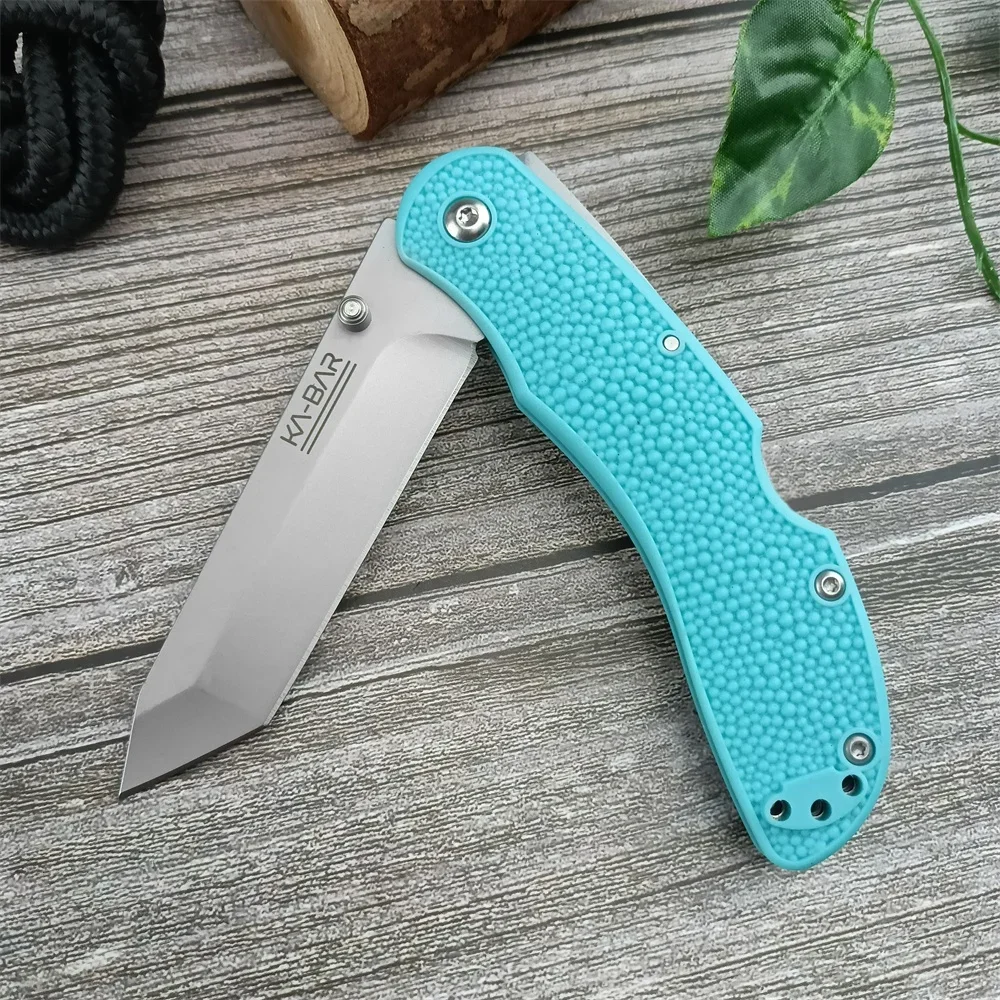 Tactical KA-BAR 5698SF USSF Space Force Folding Knife 440C Tanto Blade Textured Blue Nylon Fiber Handles Pocket Hunting Tool