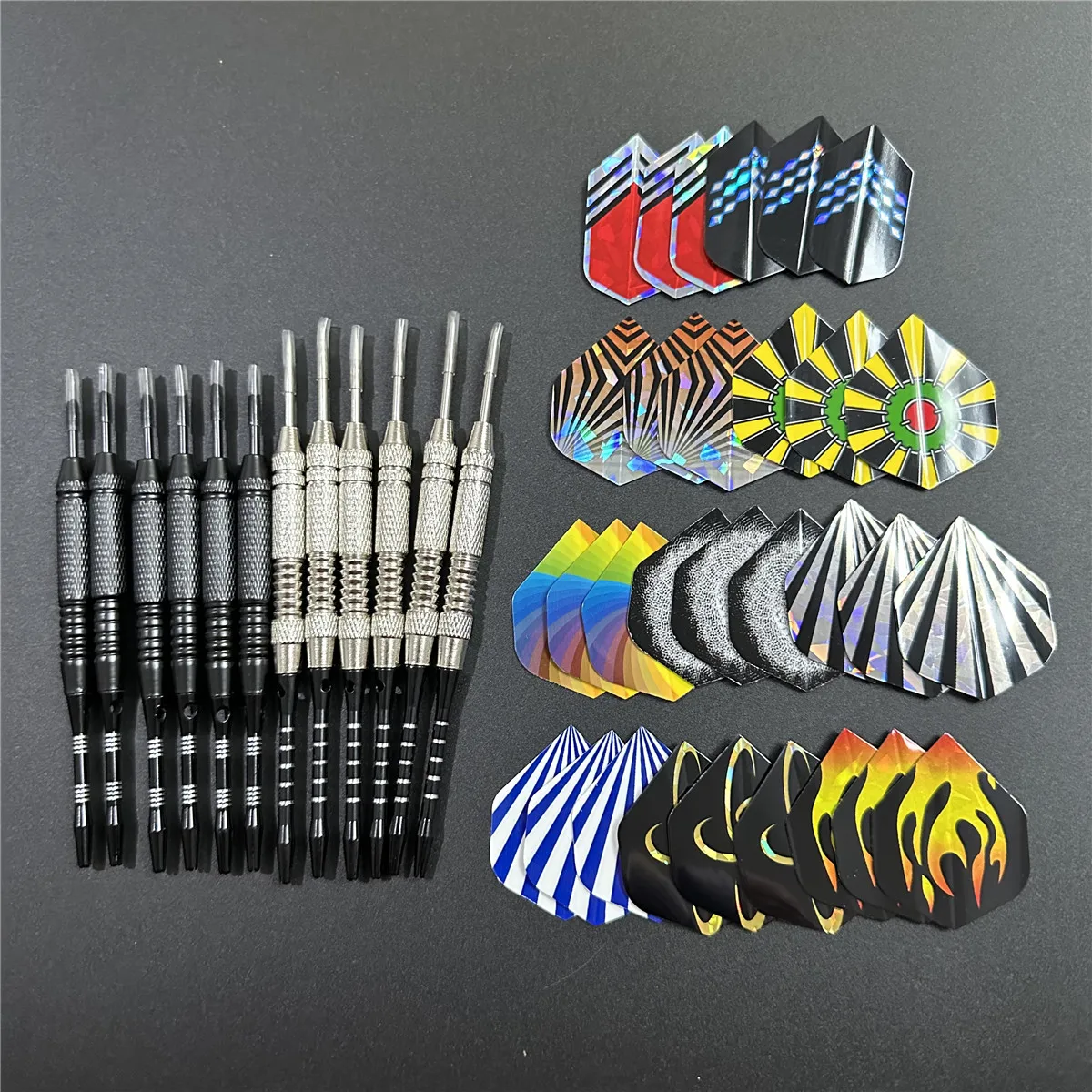 12pcs/ Set Of Darts 22g Professional Silver Alloy Darts Steel-tipped Aluminum Darts Flying Darts Needle Grinding Stone Cartridge