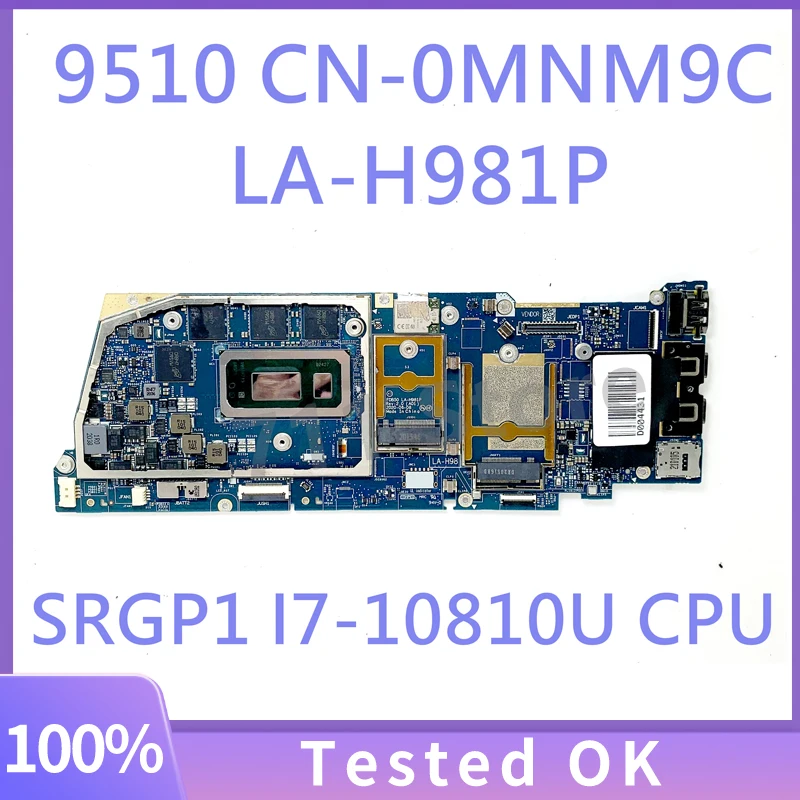 MNM9C 0MNM9C CN-0MNM9C Mainboard For DELL 9510 Laptop Motherboard FDB50 LA-H981P With SRGP1 I7-10810U CPU 100% Fully Tested Good