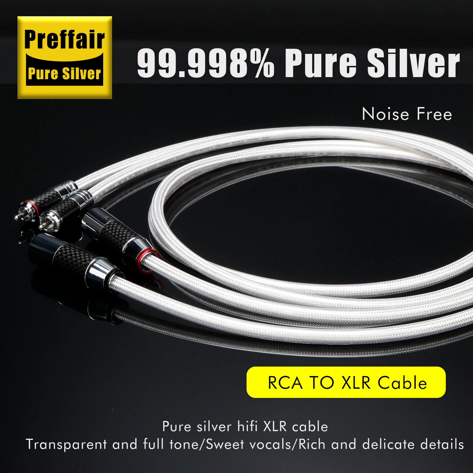 

Hifi XLR Cable Pure Silver RCA to XLR Audio Cable Carbon Fiber RCA Male to XLR Male Rhodium Plated Connector for DAC