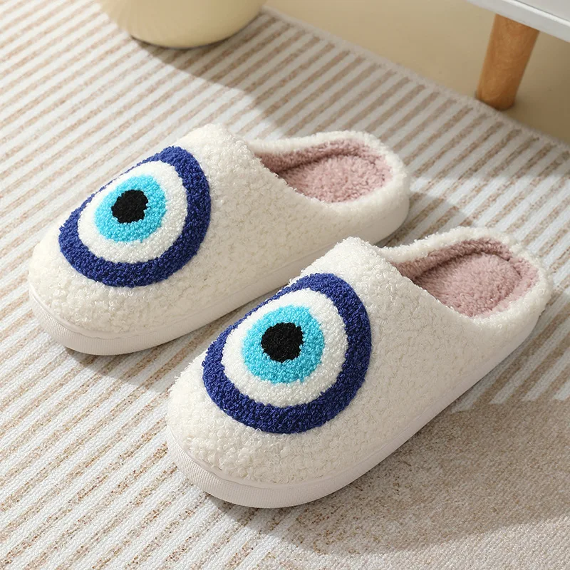 

Devil's Eye Cotton Slippers for Autumn and Winter Indoor Thick-Soled Non-Slip Couple Warm Fleece-Lined Soft Sole