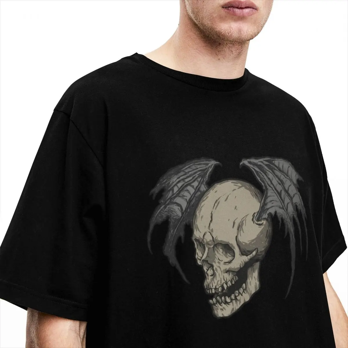 Men Women's Shirt Retro Avenged Sevenfold Funny Pure Cotton Short Sleeve Skeleton Deathbat T Shirts Crewneck Clothing Plus Size