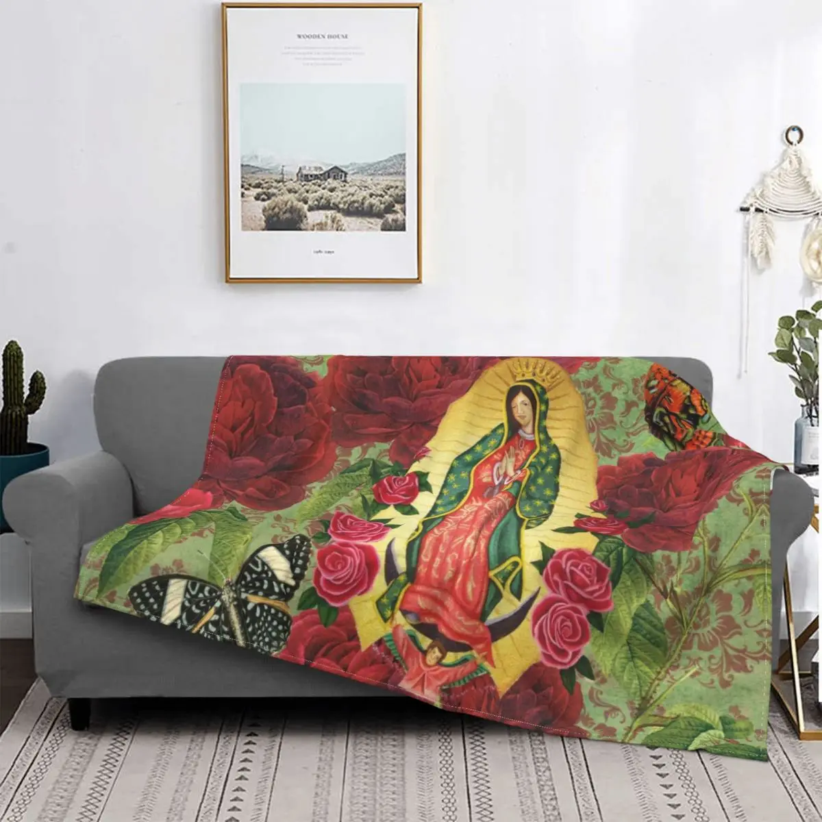 

3D Printed Mexico Our Lady Of Guadalupe Blankets Comfortable Soft Flannel Sprint Mexicans Throw Blanket for Sofa Travel Bedding