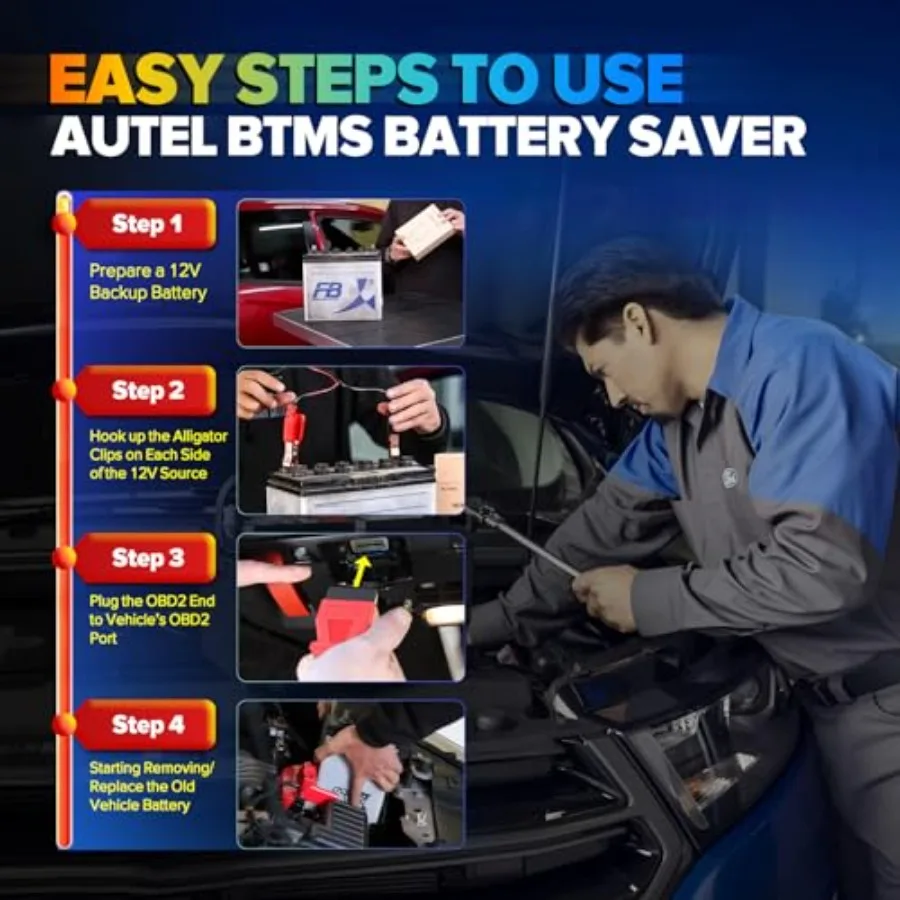 حافظة ذاكرة Obd2 لبطارية السيارة 2025 MaxiBAS BTMS لجميع المركبات 12 فولت تحافظ على رمز وحدة التحكم الإلكترونية والإعدادات المسبقة الإلكترونية للحفاظ على بيانات PCM #4