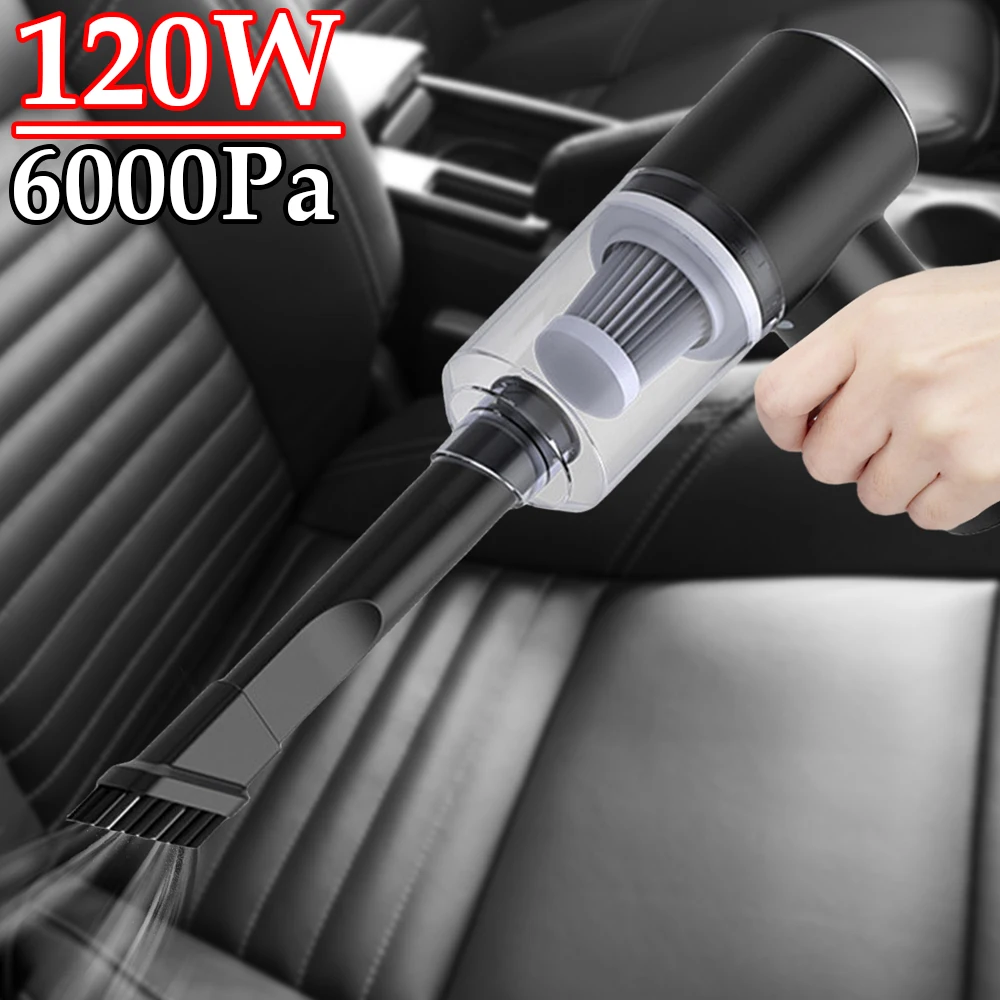 6000Pa Cordless Handheld Vacuum Cleaner 120W Powerful Air Duster Strong Suction Mini Portable Cleaner Dual Use for Car Household