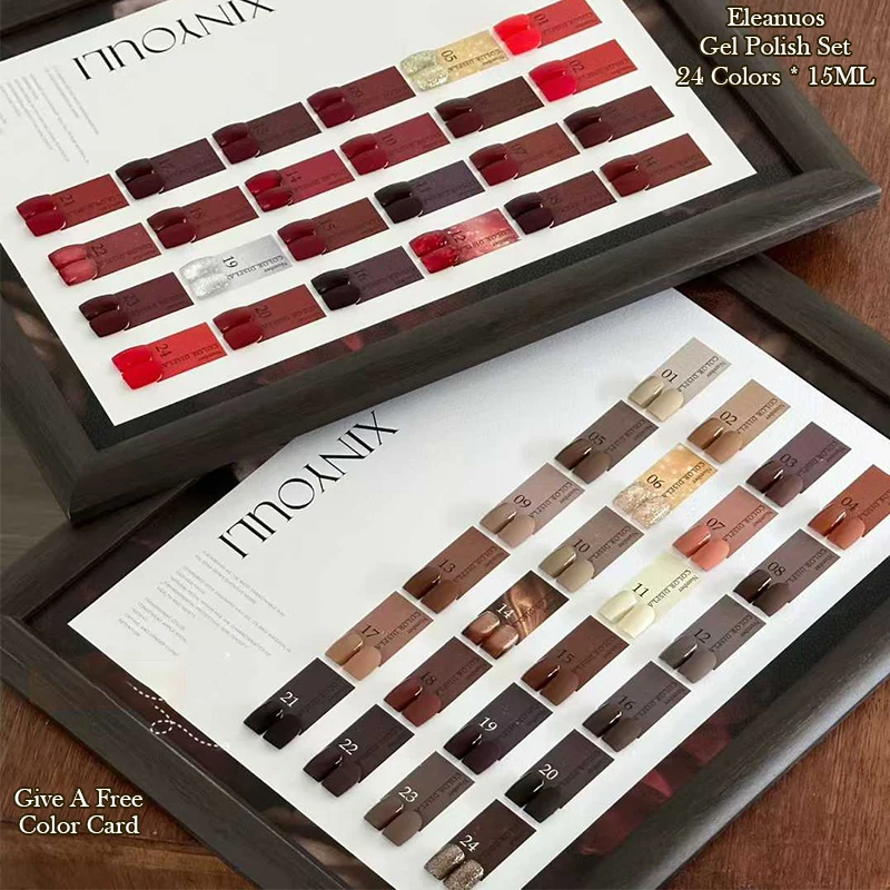

Eleanuos осенне-зимний гель для полировки, 24 шт., смешанный полуперманентный прозрачный набор для наращивания ногтей, красная карамель, твердая УФ-эмаль для ногтей