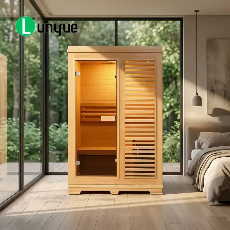 Modern Custom Canadian Fir Indoor Steam Sauna for 2 People Home Spa Relaxation Durable Wood Design Easy Assembly Compact Size