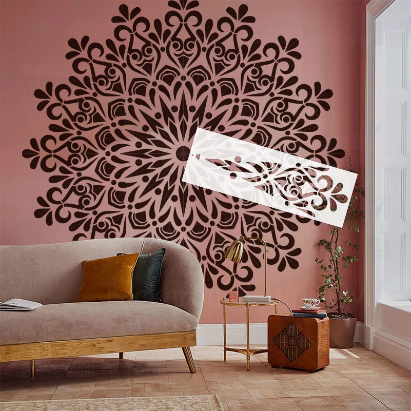 

160cm - 240cm Wall Stencil Decor For Painting Plaster Template Larges Rollers Drawing Huge Giant Mandala Round Flower Lotus S244