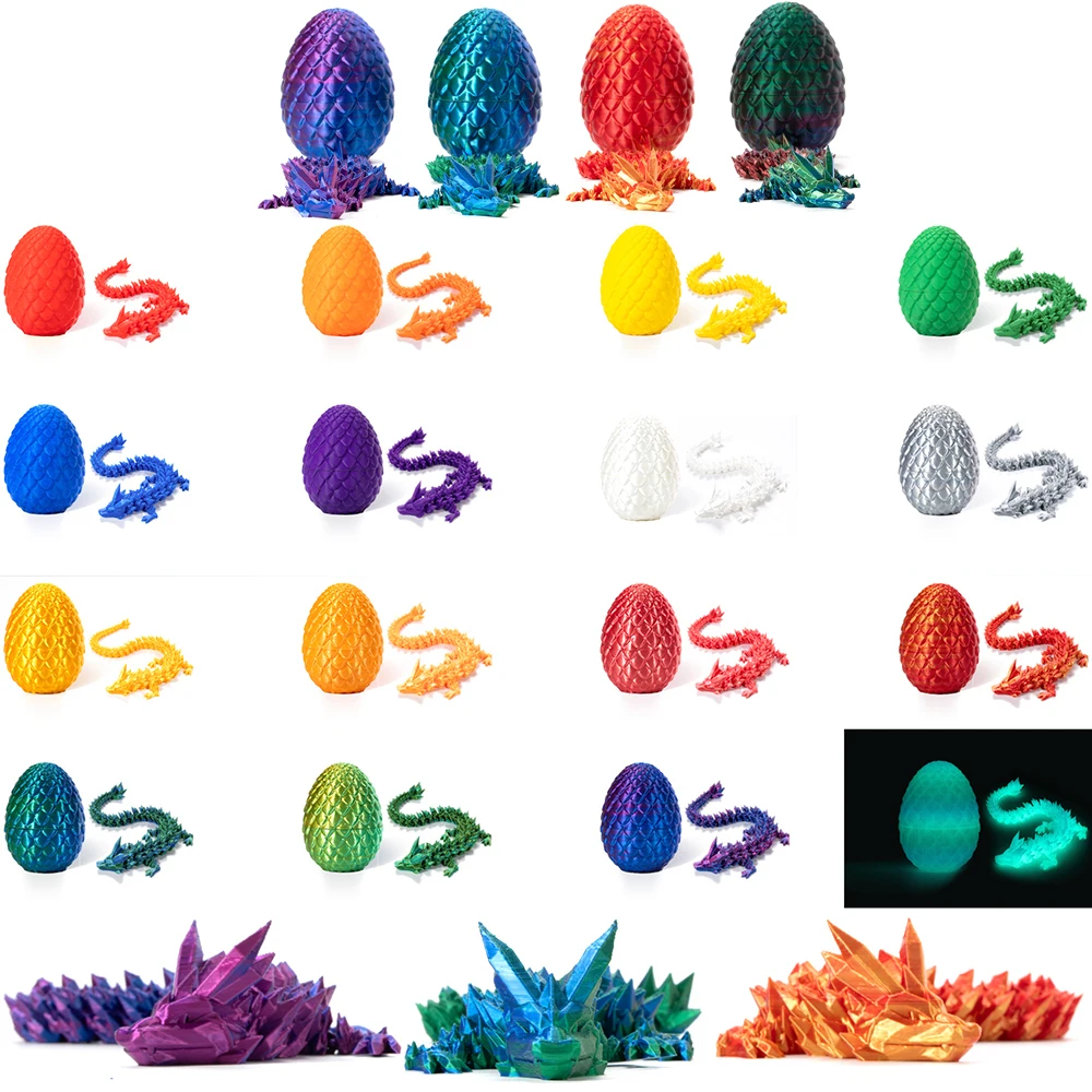 3D Printed Model Toys Wing Dragon Multi-joint Ornament Egg Kids Toys Realistic Animal Figures Decorative Desktop Boys Gifts Toy