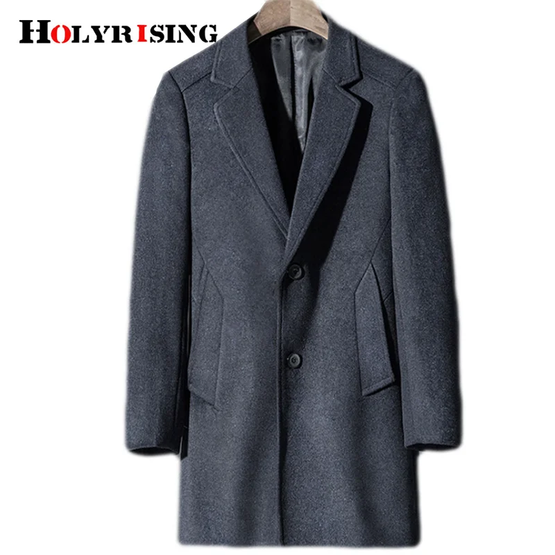 Holyrising Men 30% wool coat Brand Winter Clothing Turn-down Collar men Cashmere Jacket Wool Blend Pea Coat 3 color 18506-5