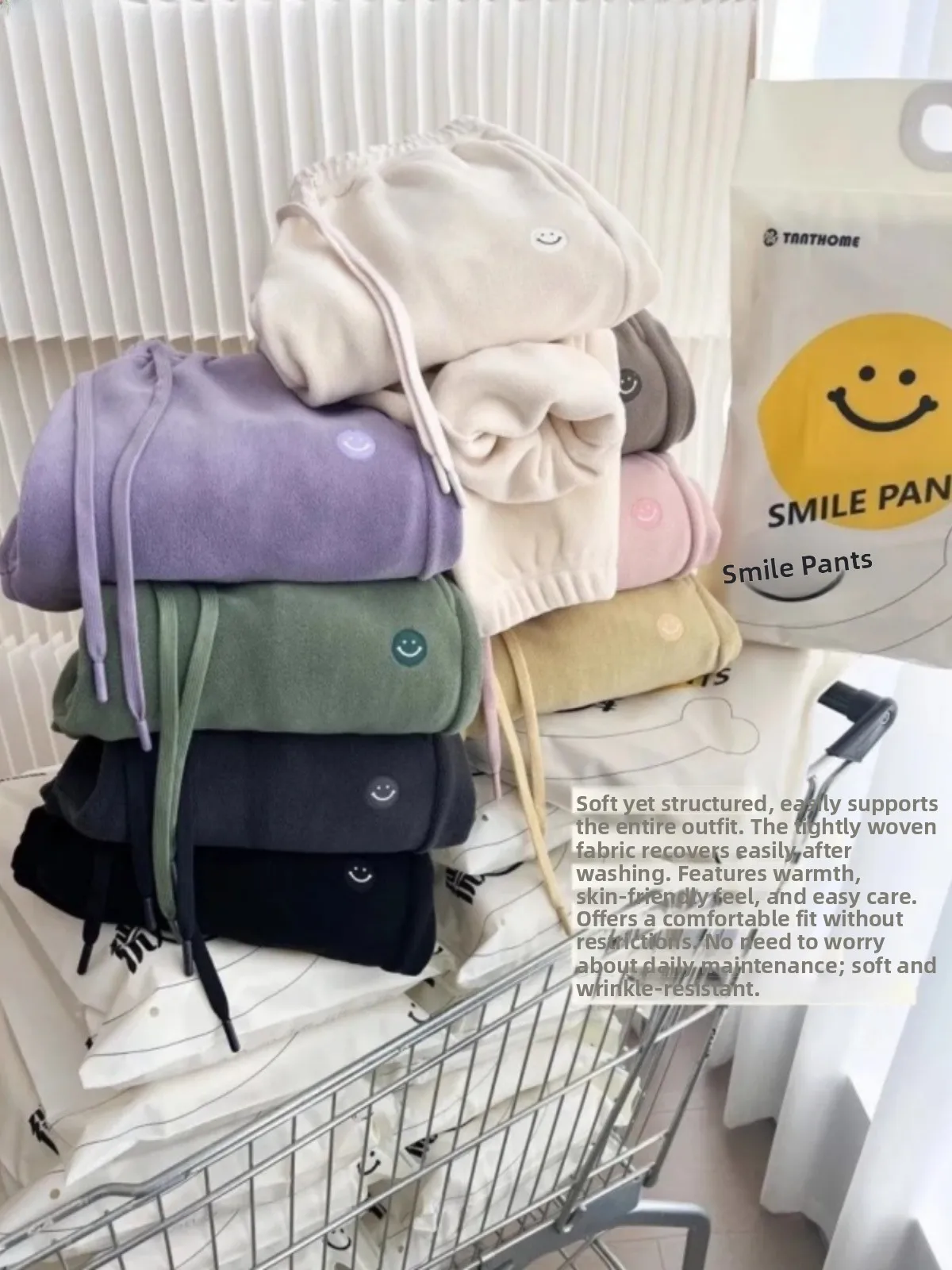 

Женские осенне-зимние брюки Smile: новые, повседневные, комфортные, для дома, универсальные, теплые, с высокой талией, свободного кроя, с карманами, в городском стиле