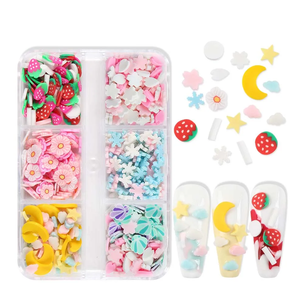 Flowers Cartoon Nail Art Clay Slices Love Heart Candy Color Cartoon Nail Decorations Nail Ornaments Manicure Supplies