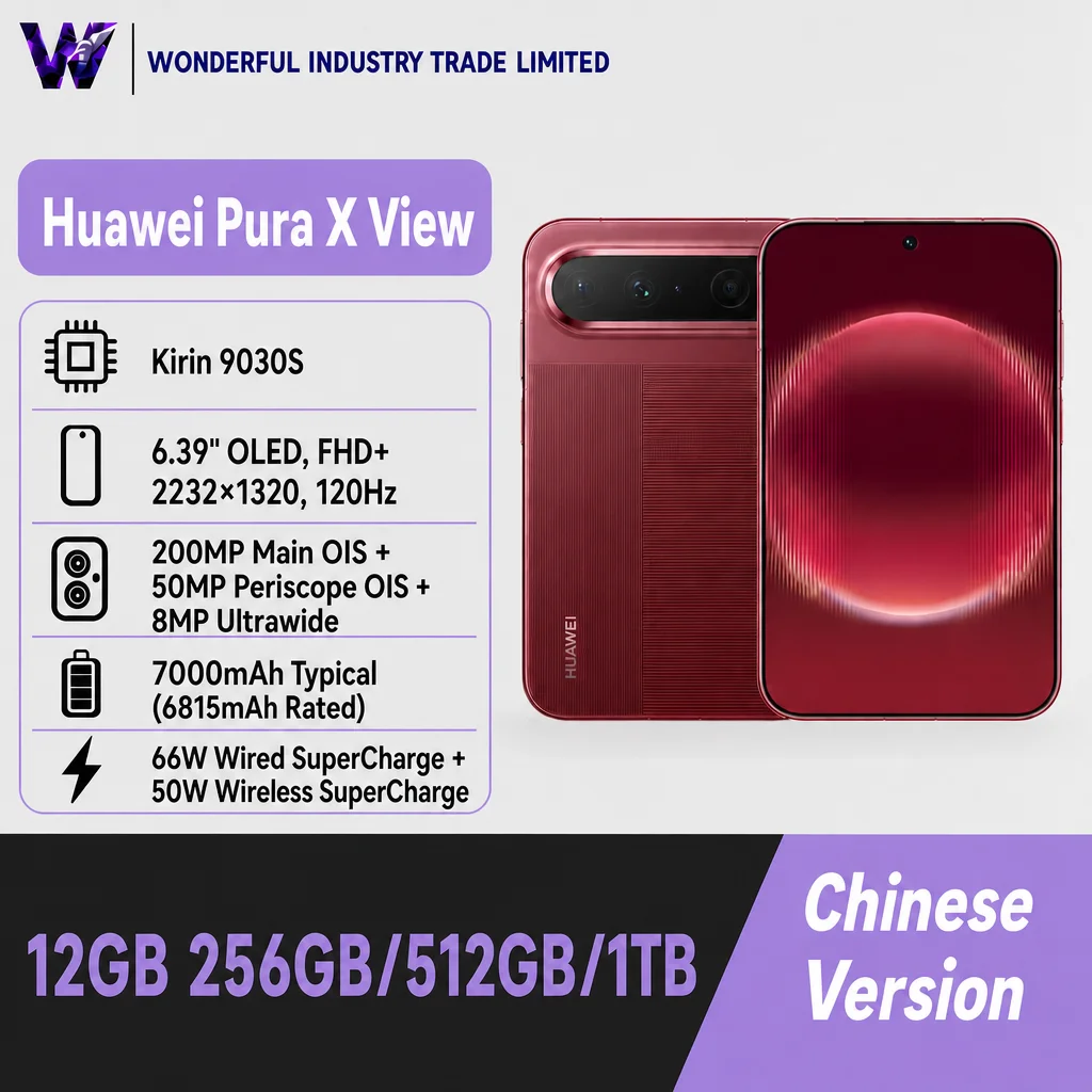 Huawei Pura X View 5G Phone 6.39'' OLED Compact Flagship Kirin 9030S 200MP Camera 7000mAh Battery HarmonyOS 7.0 Smartphone