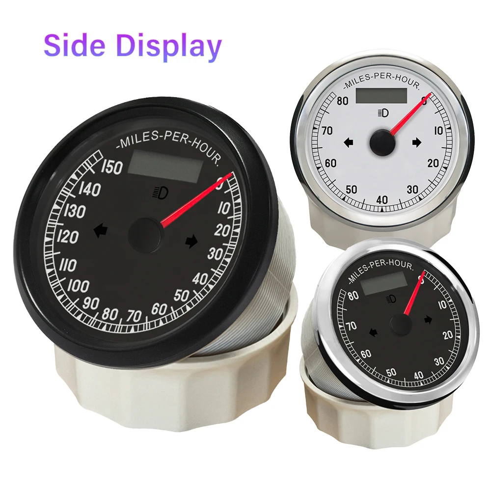 85mm GPS Speedometer Gauge 0-80MPH 0-150MPH Odometer Adjustable with White Backlight for Car Truck Boat Yacht Universal