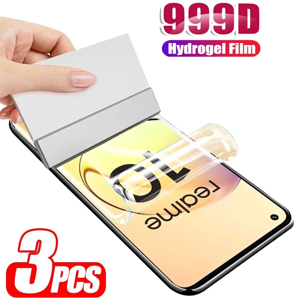 3PCS For Realme 10 4G Hydrogel Film 6.4 inch Transparent HD Screen Protector For Realme 10S 10 Pro Plus 5G Flim