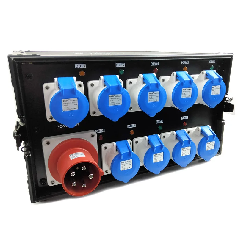 

Stage Power Distribution Cabinet 9 Channels Stage Equipment Portable Power Distribution Box 9 Channels 32A Output Wedding