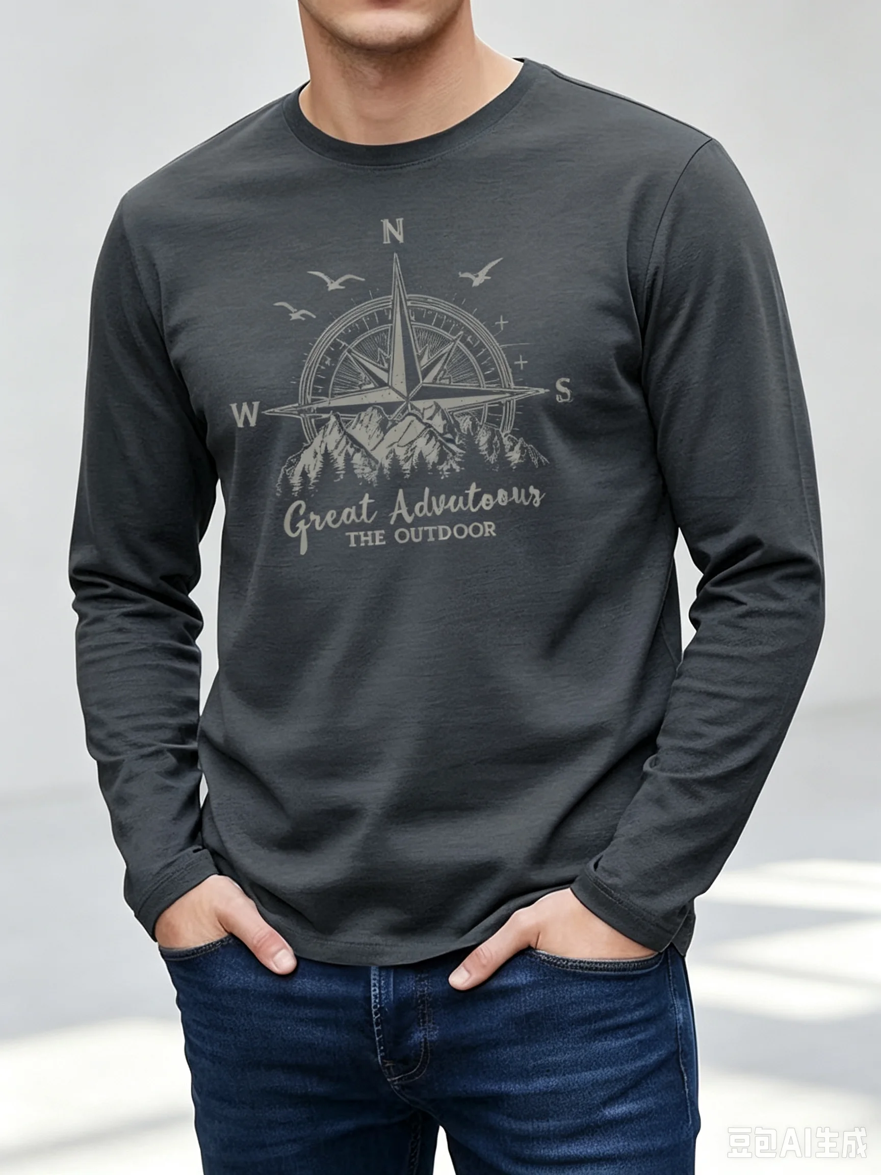 100 COTTONMen Crew Neck Long Sleeve T Shirt Loose Plus Size Streetwear Tshirt Autumn Spring Sweatshirt Undershirt For Men