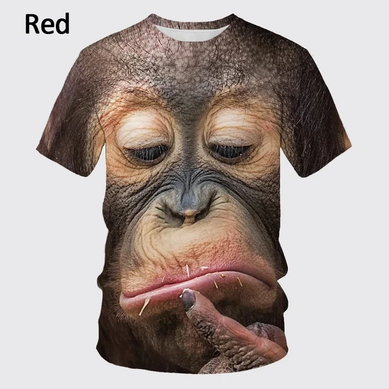 Printed Men\'s T-shirt Funny Monkey Fashion Trend Harajuku Animal Top Summer Leisure O-Neck Short Sleeve Plus Size Men\'s Street F