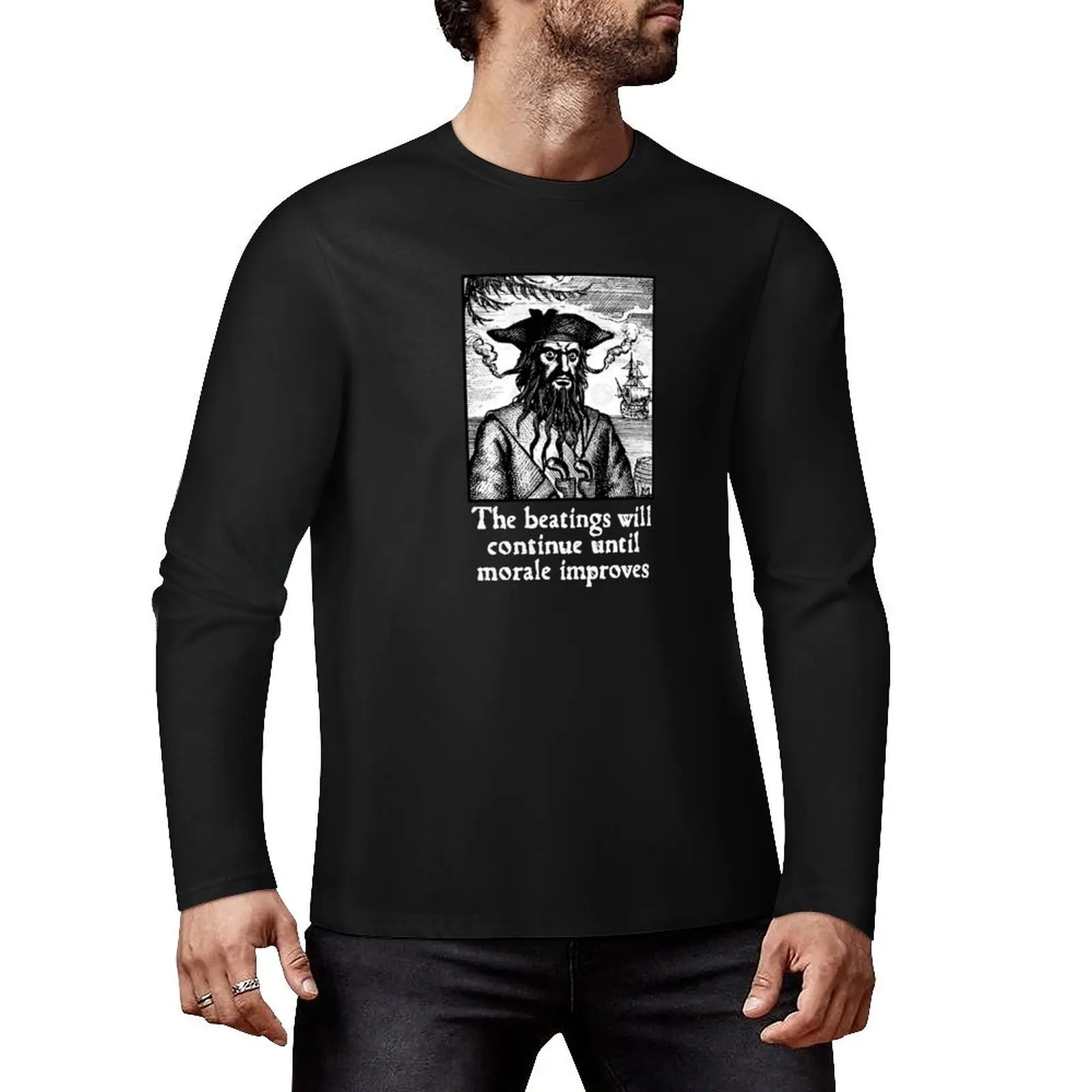 The Beatings Will Continue until Morale Improves Long T-Shirt graphic t shirts graphics t shirt mens tall t shirts