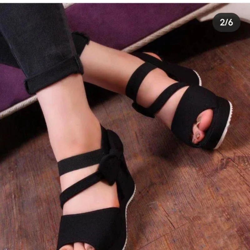 Shoes For Women 2024 Fashion Open Toe Women\'s Sandals Summer Bow Tie Solid Color Wedge Shoes Female Casual Platform Shoes Ladies