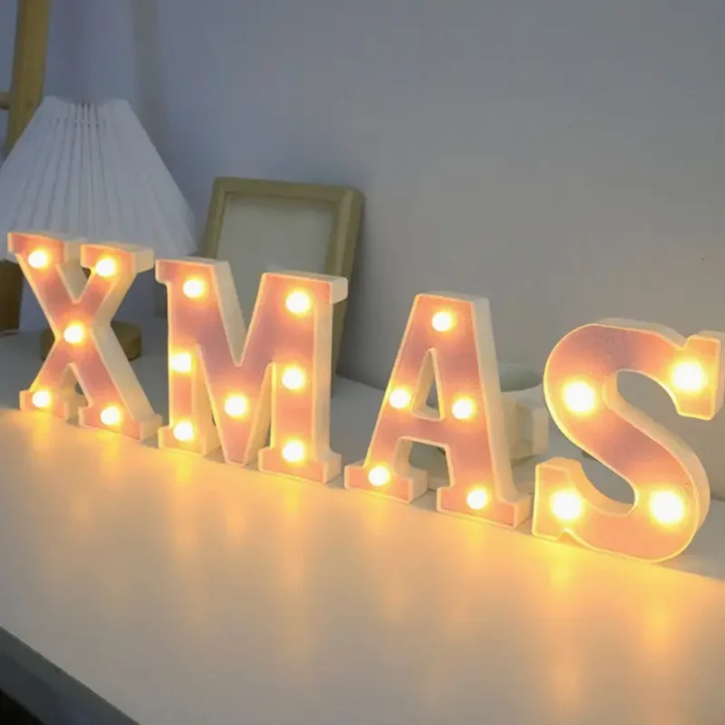 16cm Pink LED Letter Light Letter Emitting Number Light Proposal Party Wall Home Battery Night Light Valentine\'s Day Decor