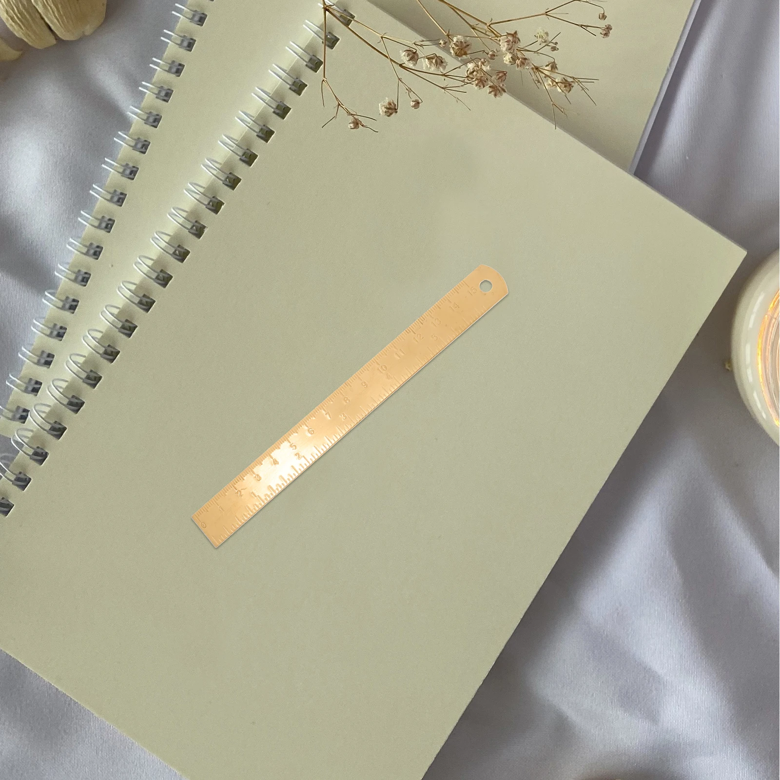 Réguas em massa para desenho de polegadas retas de cobre com pinça de sala de aula e centímetros