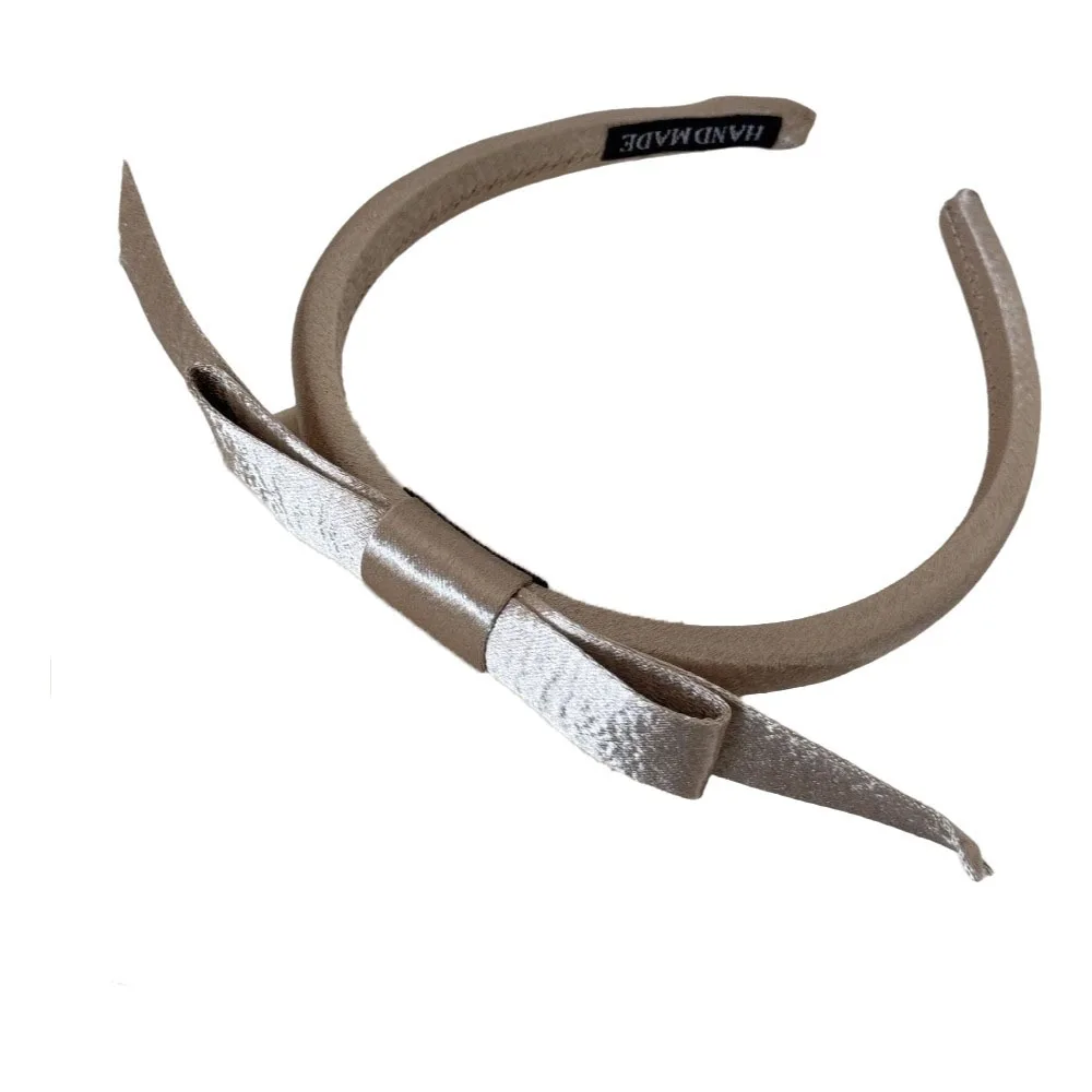 

Модная атласная повязка на голову с бантом, нескользящая тонкая повязка для волос в стиле балеткор, пластиковый ободок для волос для женщин, повязка для умывания