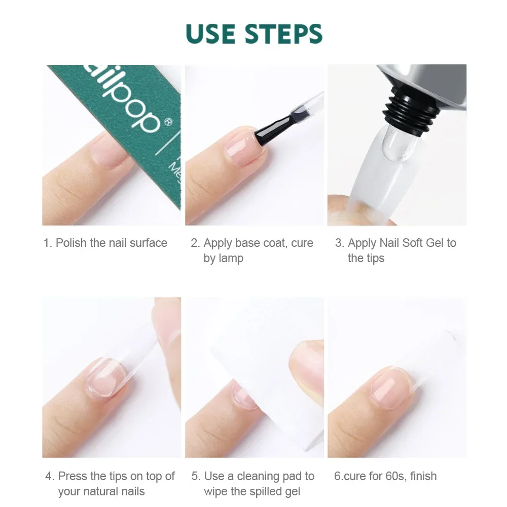 NAILPOP-puntas de uñas suaves, Gel para remojar, pegamento de Gel utilizado para pasta rápida, puntas falsas y diamantes de imitación, esmalte de