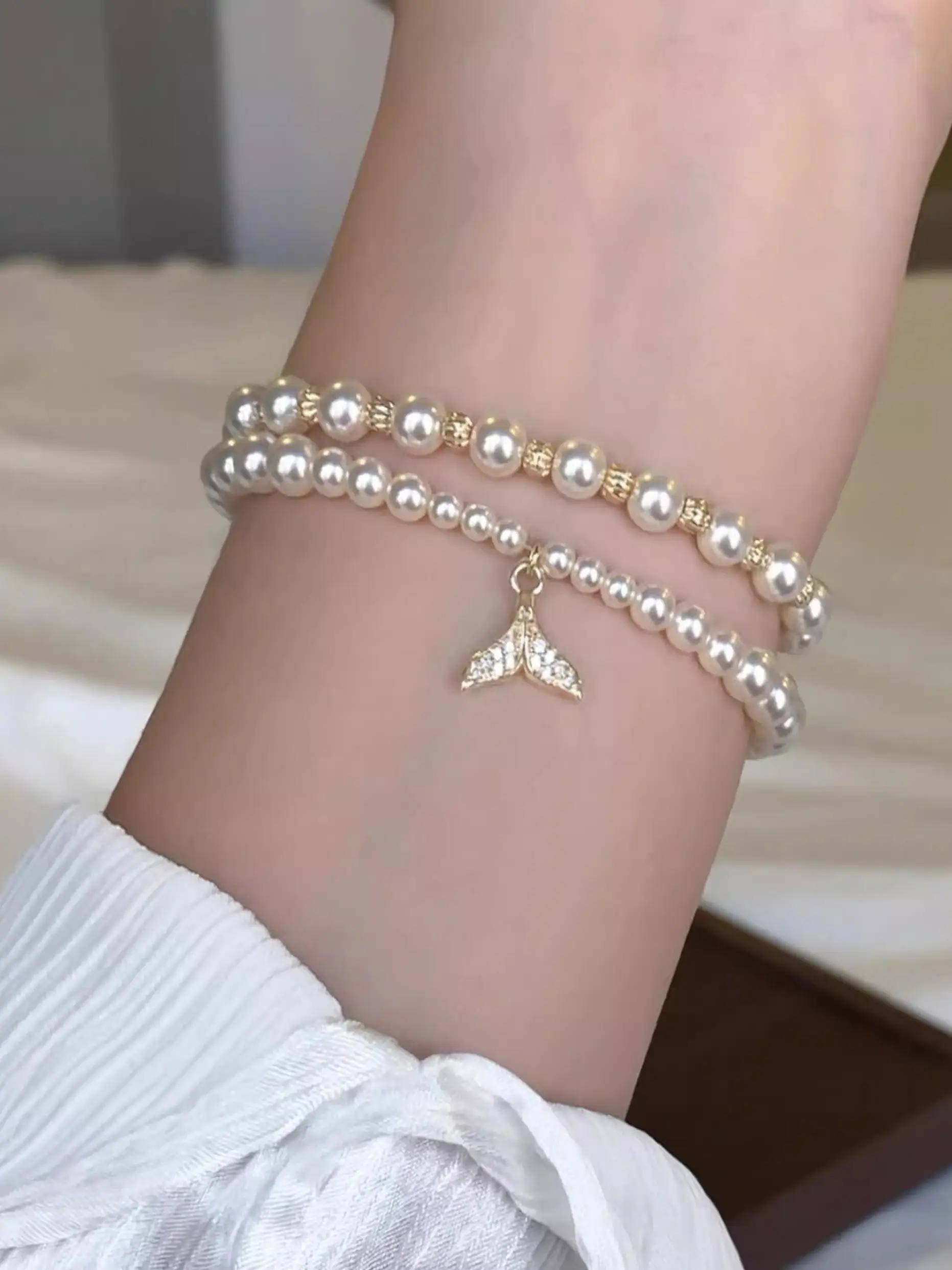 victoria-vh-jie-double-layer-pearl-zircon-fi-tail-bracelet-women's-faion-jewelry-fre-out-new-arrival-hand-accory
