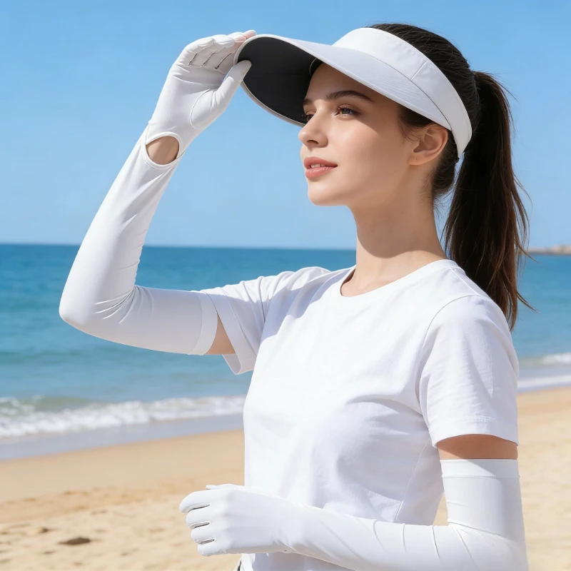 Sunscreen gloves, women's UV resistant ice sleeves, ice silk gloves, cycling thin, outdoor driving with touch screen