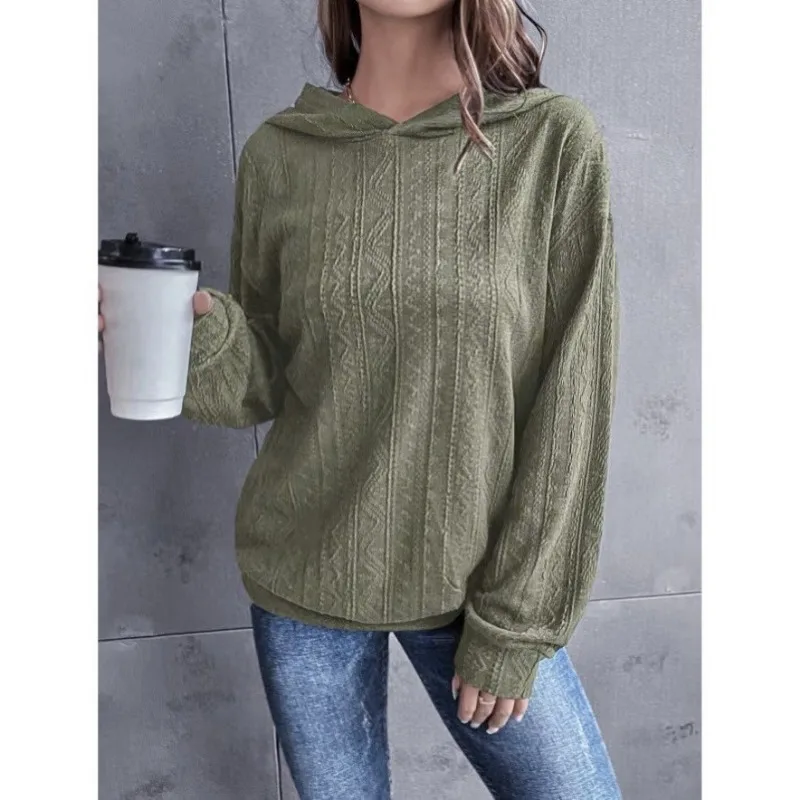 

Autumn and Winter New Solid Color All Match Hoodie Loose Hoodie Knitted Sweater Loose Hoodie Hoodie Casual Popularity Top