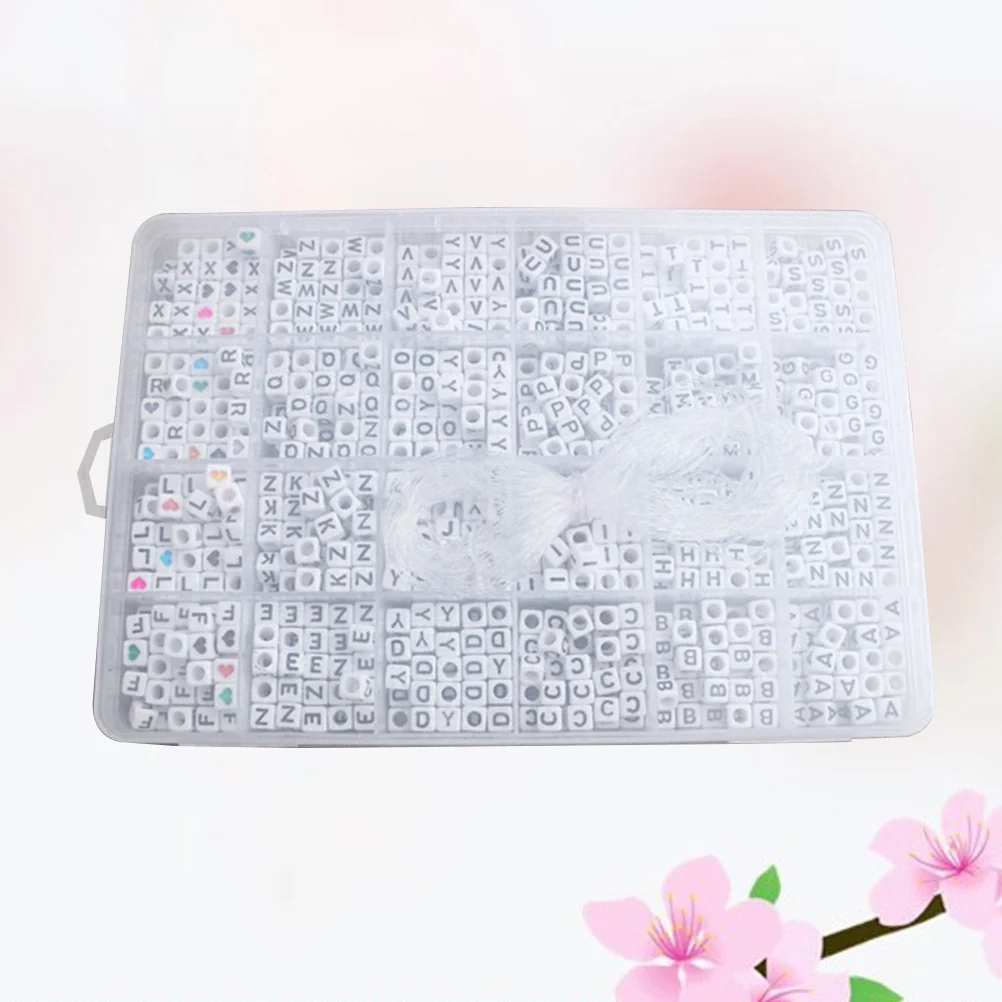 

1200Pcs Alphabet Beads Set 6Mm Square Acrylic Cube Beads for Jewelry Making DIY Name Bracelets Necklaces Keychains Kids Crafts