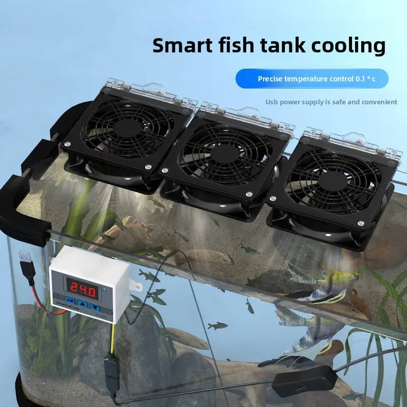 

USB Smart Silent Cooling Fan Aquarium Cooler Water Chiller Adjustable Temperature Fish Tank Aquarium Cool Fan Aquarium Accessory