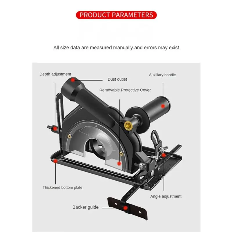

A23PBG 45°Adjustable Cutting Depth Positioning Bracket Angle Grinder Retrofit Cutting Machine Slotting Base for 100-125MM