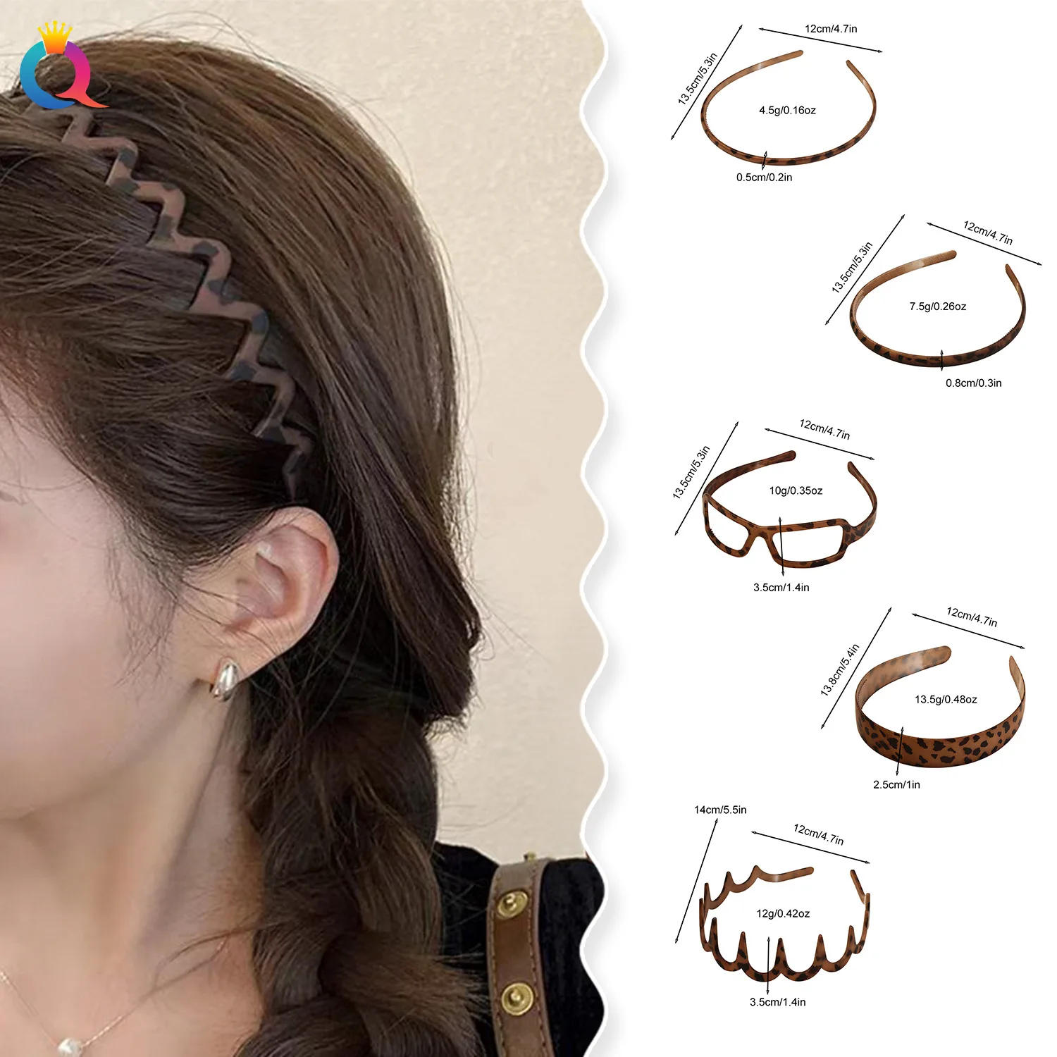 1pc Plastic Teeth Wave Headband Brown Leopard Matte High Crown Hair Hoop for Face Wash Skincare Non Slip Retro Style