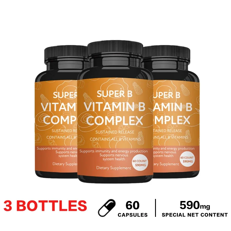Vitamin B Complex Capsules - Replenish Energy, Relieve Stress, Improve Digestion, and Enhance Immunity
