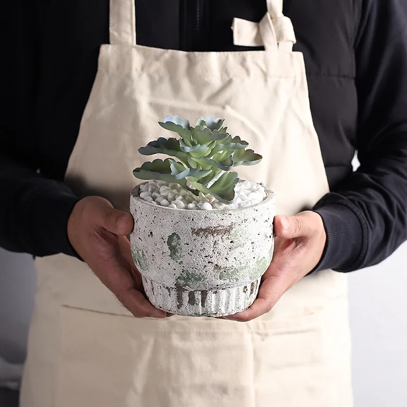 Moss Cement Flowerpot Home Decoration Living Room Balcony Succulent Green Plants Desktop Potted Plants Gardening Furnishings