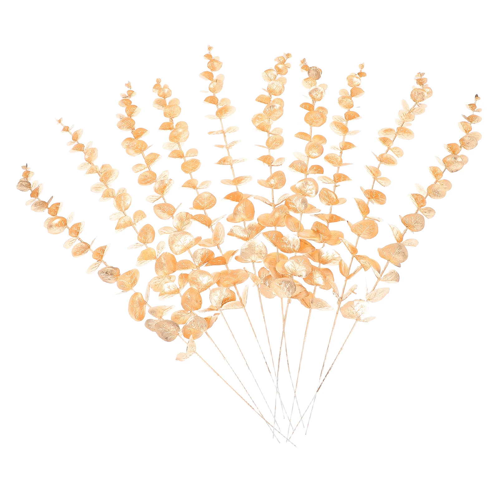

10pcs Artificial Eucalyptus Plants Golden Leaves Stems Vibrant Decor Home Wedding Office Small Faux Plants eucalyptus stems fake